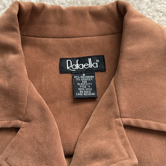 Vintage Rafaella Women’s Tan Button Up Jacket with Belt Size 6 - Picture 3 of 11